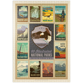 Darstellung des Puzzle-Motivs National Parks Collector Series  - Edition 2, Vintage Poster – Puzzleteile: 1000