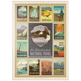 Darstellung des Puzzle Motivs National Parks Collector Series  - Edition 2, Vintage Poster - Puzzleteile: 500