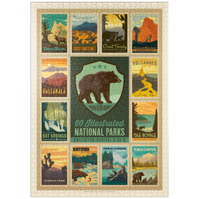 Darstellung des Puzzle-Motivs National Parks Collector Series  - Edition 3, Vintage Poster – Puzzleteile: 1000