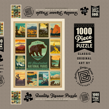 National Parks Collector Series  - Edition 3, Vintage Poster 1000 Puzzle Schachtel 3D Modell