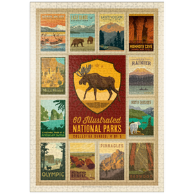 Darstellung des Puzzle-Motivs National Parks Collector Series  - Edition 4, Vintage Poster – Puzzleteile: 1000