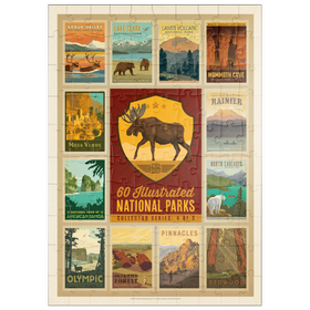 Darstellung des Puzzle Motivs National Parks Collector Series  - Edition 4, Vintage Poster - Puzzleteile: 100