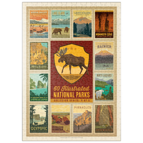 Darstellung des Puzzle Motivs National Parks Collector Series  - Edition 4, Vintage Poster - Puzzleteile: 500
