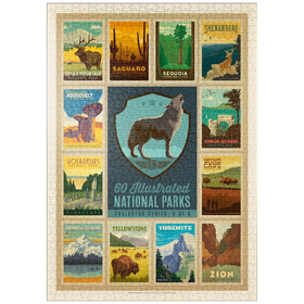 Darstellung des Puzzle-Motivs National Parks Collector Series  - Edition 5, Vintage Poster – Puzzleteile: 1000