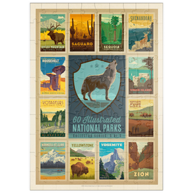 Darstellung des Puzzle Motivs National Parks Collector Series  - Edition 5, Vintage Poster - Puzzleteile: 100