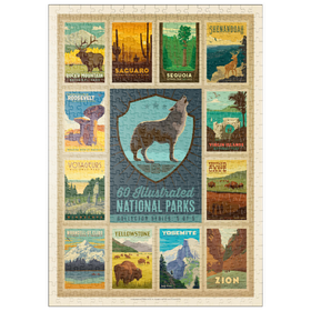 Darstellung des Puzzle Motivs National Parks Collector Series  - Edition 5, Vintage Poster - Puzzleteile: 500
