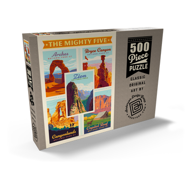 The Mighty Five: Utah National Parks, Vintage Poster 500 Puzzle Schachtel Ansicht2