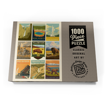 Yellowstone National Park: 150th Anniversary Commemorative Print, Vintage Poster 1000 Puzzle Schachtel Ansicht3