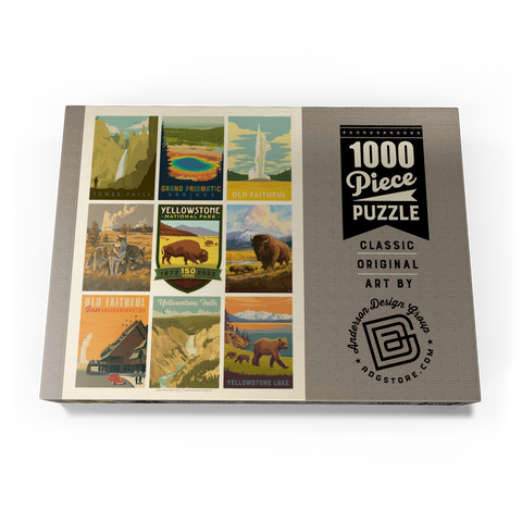 Yellowstone National Park: 150th Anniversary Commemorative Print, Vintage Poster 1000 Puzzle Schachtel Ansicht3