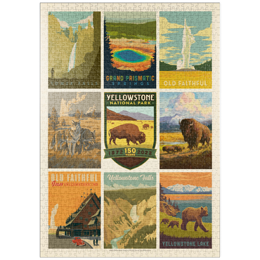 puzzleplate Yellowstone National Park: 150th Anniversary Commemorative Print, Vintage Poster 1000 Puzzle