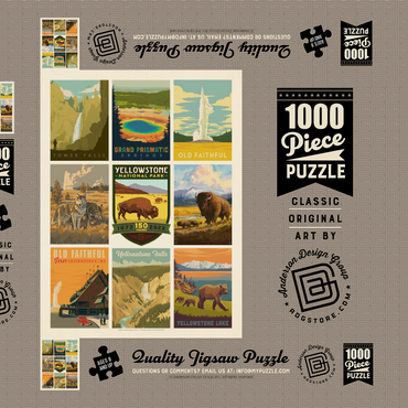 Yellowstone National Park: 150th Anniversary Commemorative Print, Vintage Poster 1000 Puzzle Schachtel 3D Modell