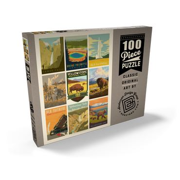 Yellowstone National Park: 150th Anniversary Commemorative Print, Vintage Poster 100 Puzzle Schachtel Ansicht2