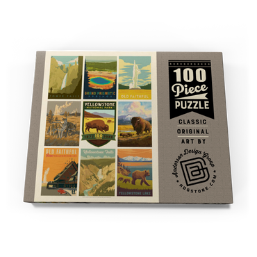 Yellowstone National Park: 150th Anniversary Commemorative Print, Vintage Poster 100 Puzzle Schachtel Ansicht3
