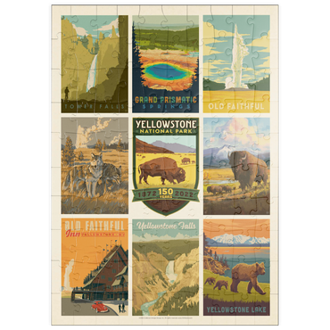 puzzleplate Yellowstone National Park: 150th Anniversary Commemorative Print, Vintage Poster 100 Puzzle