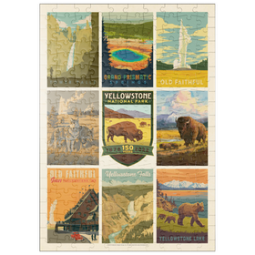 Darstellung des Puzzle-Motivs Yellowstone National Park: 150th Anniversary Commemorative Print, Vintage Poster – Puzzleteile: 200
