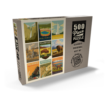 Yellowstone National Park: 150th Anniversary Commemorative Print, Vintage Poster 500 Puzzle Schachtel Ansicht2