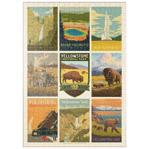 puzzleplate Yellowstone National Park: 150th Anniversary Commemorative Print, Vintage Poster 500 Puzzle