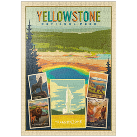 Darstellung des Puzzle Motivs Yellowstone National Park: Collage Print, Vintage Poster - Puzzleteile: 1000