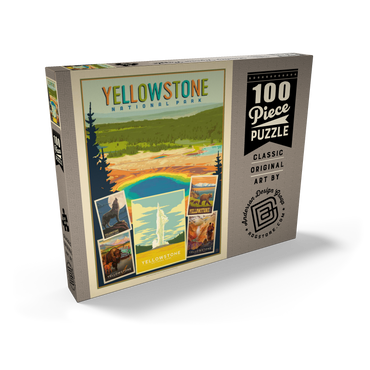 Yellowstone National Park: Collage Print, Vintage Poster 100 Puzzle Schachtel Ansicht2