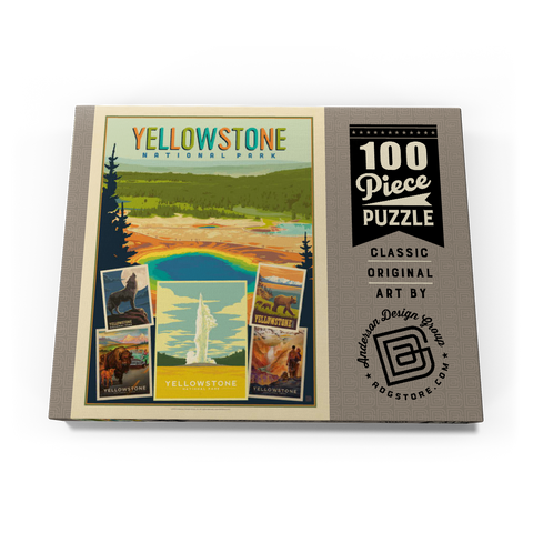 Yellowstone National Park: Collage Print, Vintage Poster 100 Puzzle Schachtel Ansicht3