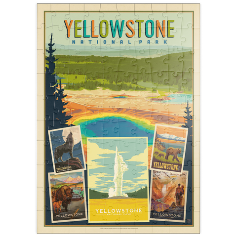 puzzleplate Yellowstone National Park: Collage Print, Vintage Poster 100 Puzzle