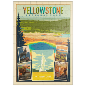 Darstellung des Puzzle Motivs Yellowstone National Park: Collage Print, Vintage Poster - Puzzleteile: 100