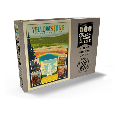 Yellowstone National Park: Collage Print, Vintage Poster 500 Puzzle Schachtel Ansicht2