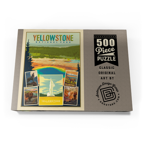 Yellowstone National Park: Collage Print, Vintage Poster 500 Puzzle Schachtel Ansicht3