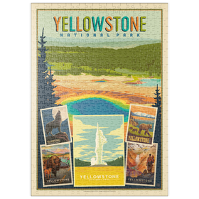 Darstellung des Puzzle Motivs Yellowstone National Park: Collage Print, Vintage Poster - Puzzleteile: 500
