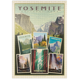 Darstellung des Puzzle Motivs Yosemite National Park: Collage Print, Vintage Poster - Puzzleteile: 1000