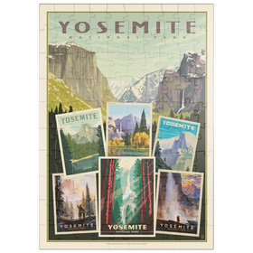 Darstellung des Puzzle Motivs Yosemite National Park: Collage Print, Vintage Poster - Puzzleteile: 100