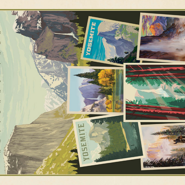 Yosemite National Park: Collage Print, Vintage Poster 100 Puzzle 3D Modell