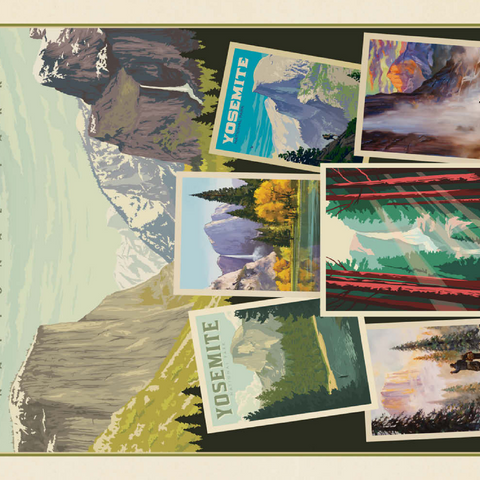 Yosemite National Park: Collage Print, Vintage Poster 100 Puzzle 3D Modell