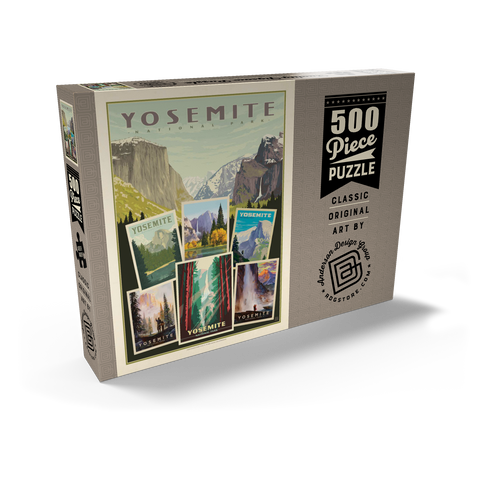 Yosemite National Park: Collage Print, Vintage Poster 500 Puzzle Schachtel Ansicht2
