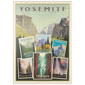Darstellung des Puzzle-Motivs Yosemite National Park: Collage Print, Vintage Poster – Puzzleteile: 500