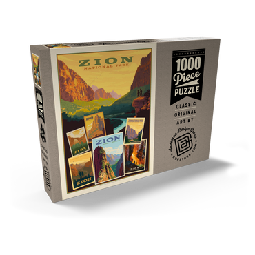 Zion National Park: Collage Print, Vintage Poster 1000 Puzzle Schachtel Ansicht2