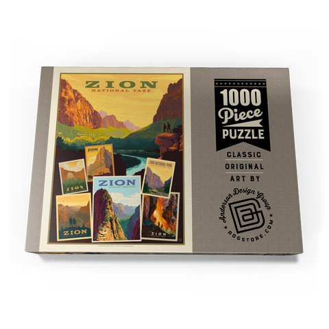 Zion National Park: Collage Print, Vintage Poster 1000 Puzzle Schachtel Ansicht3