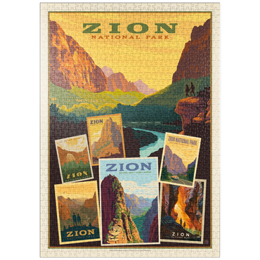 puzzleplate Zion National Park: Collage Print, Vintage Poster 1000 Puzzle