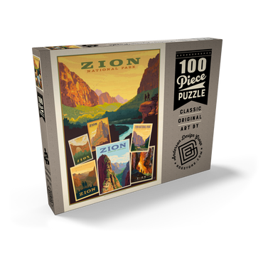 Zion National Park: Collage Print, Vintage Poster 100 Puzzle Schachtel Ansicht2