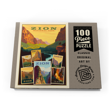 Zion National Park: Collage Print, Vintage Poster 100 Puzzle Schachtel Ansicht3