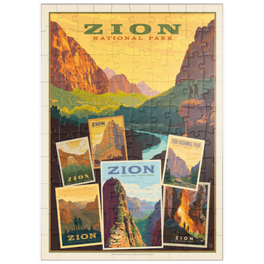 puzzleplate Zion National Park: Collage Print, Vintage Poster 100 Puzzle