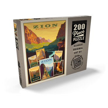 Zion National Park: Collage Print, Vintage Poster 200 Puzzle Schachtel Ansicht2