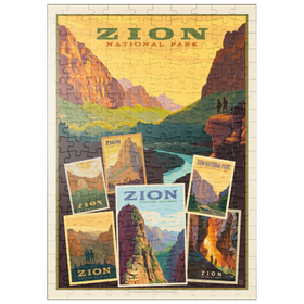 Darstellung des Puzzle-Motivs Zion National Park: Collage Print, Vintage Poster – Puzzleteile: 200
