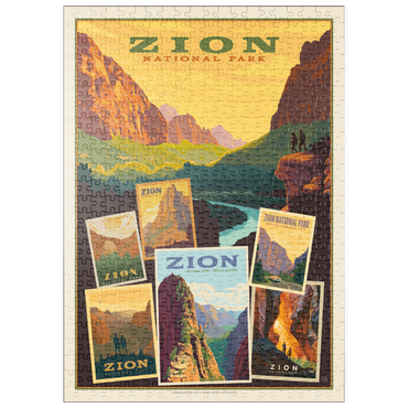 puzzleplate Zion National Park: Collage Print, Vintage Poster 500 Puzzle