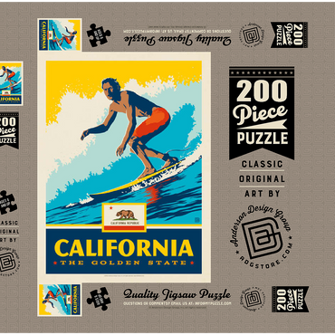 California: The Golden State (Surfer) 200 Puzzle Schachtel 3D Modell