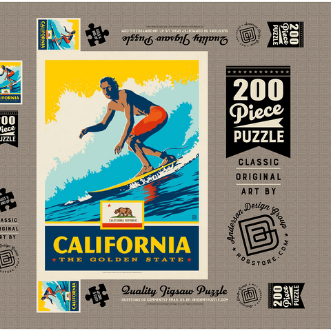 California: The Golden State (Surfer) 200 Puzzle Schachtel 3D Modell