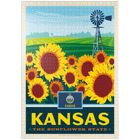 Darstellung des Puzzle-Motivs Kansas: The Sunflower State – Puzzleteile: 1000
