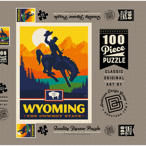 Wyoming: The Cowboy State 100 Puzzle Schachtel 3D Modell