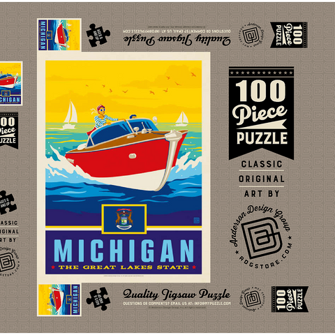 Michigan: The Great Lakes State 100 Puzzle Schachtel 3D Modell