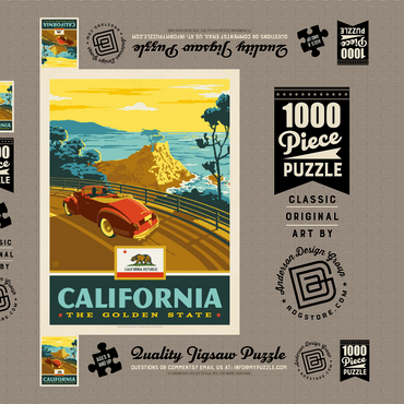 California: The Golden State (Coastline) 1000 Puzzle Schachtel 3D Modell